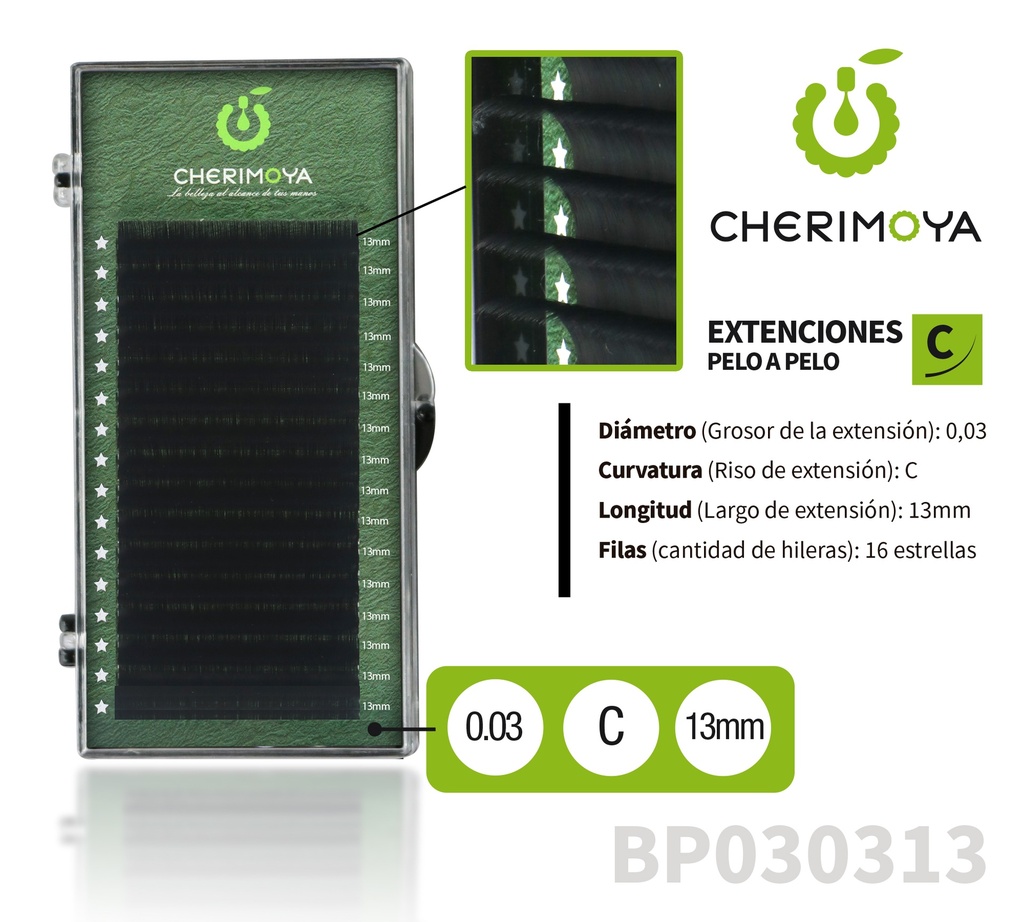 [BP030313] A827 Extensión de pestañas pelo por pelo 0.03C-13MM___Pack X10-BP030313