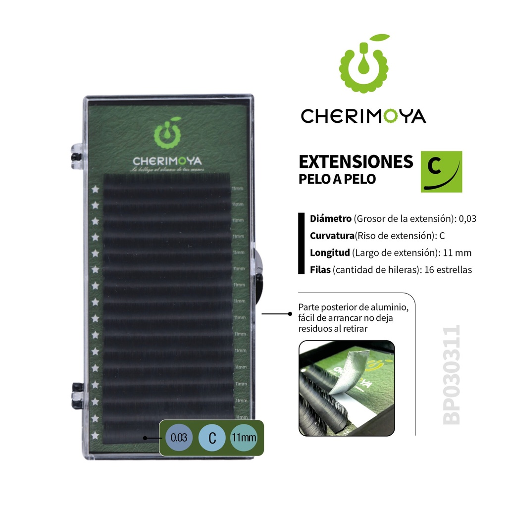 [BP030311] A825 Extensión de pestañas pelo por pelo 0.03C-11MM___Pack X10-BP030311