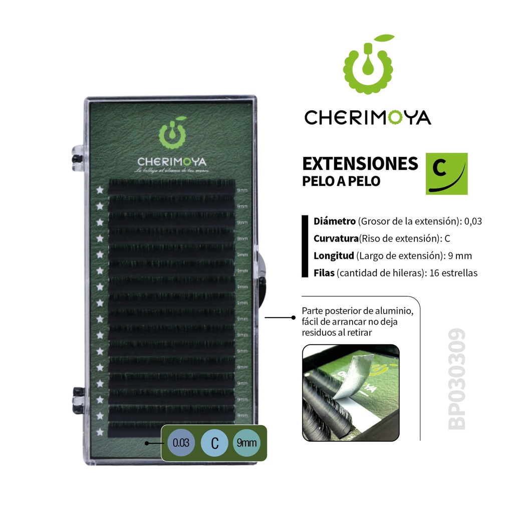 [BP030309] A823 Extensión de pestañas pelo por pelo 0.03C-9MM___Pack X10-BP030309