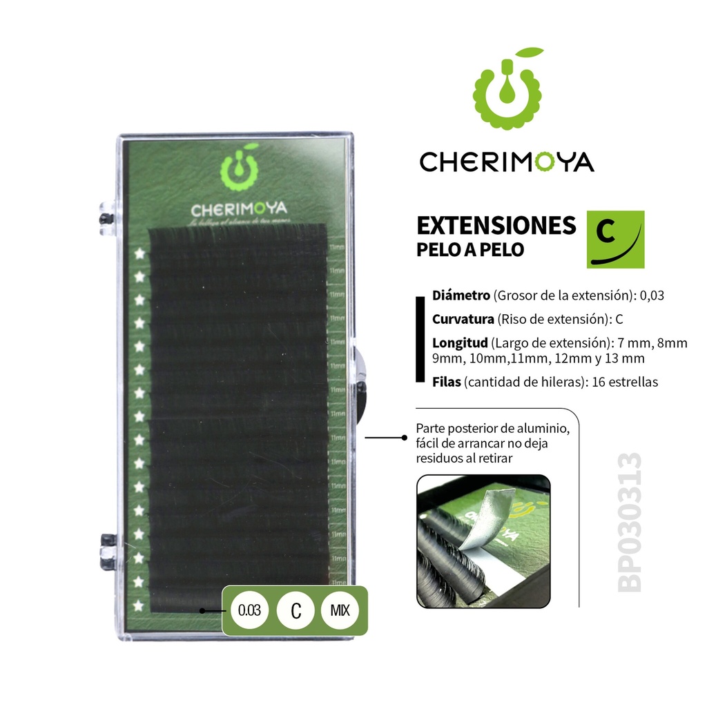 [BP030313MIX] A820 Extensión de pestañas pelo por pelo 0.03C MIX (7-13MM)___Pack X10-BP030313MIX
