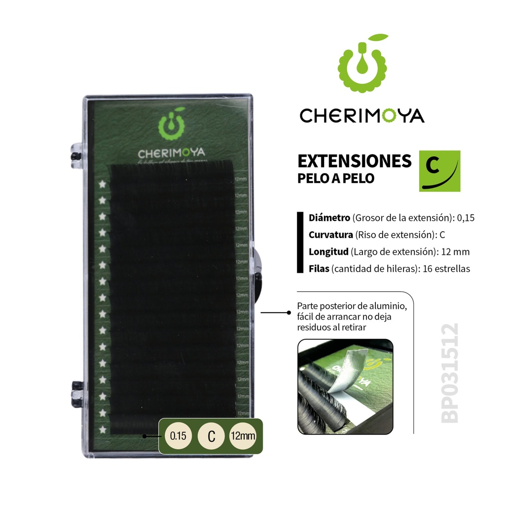[BP031512] A816 Extensión de pestañas pelo por pelo 0.15C-12MM___Pack X10-BP031512