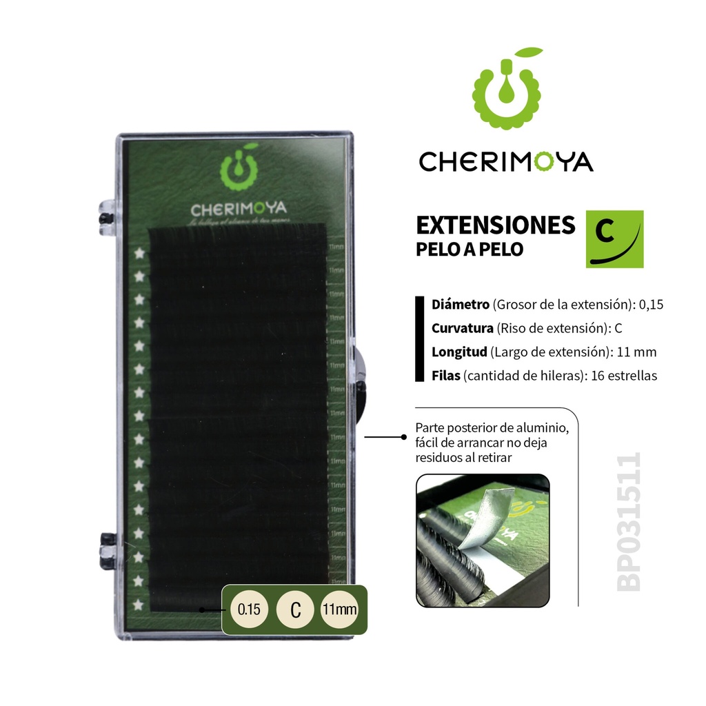 [BP031511] A815 Extensión de pestañas pelo por pelo 0.15C-11MM___Pack X10-BP031511