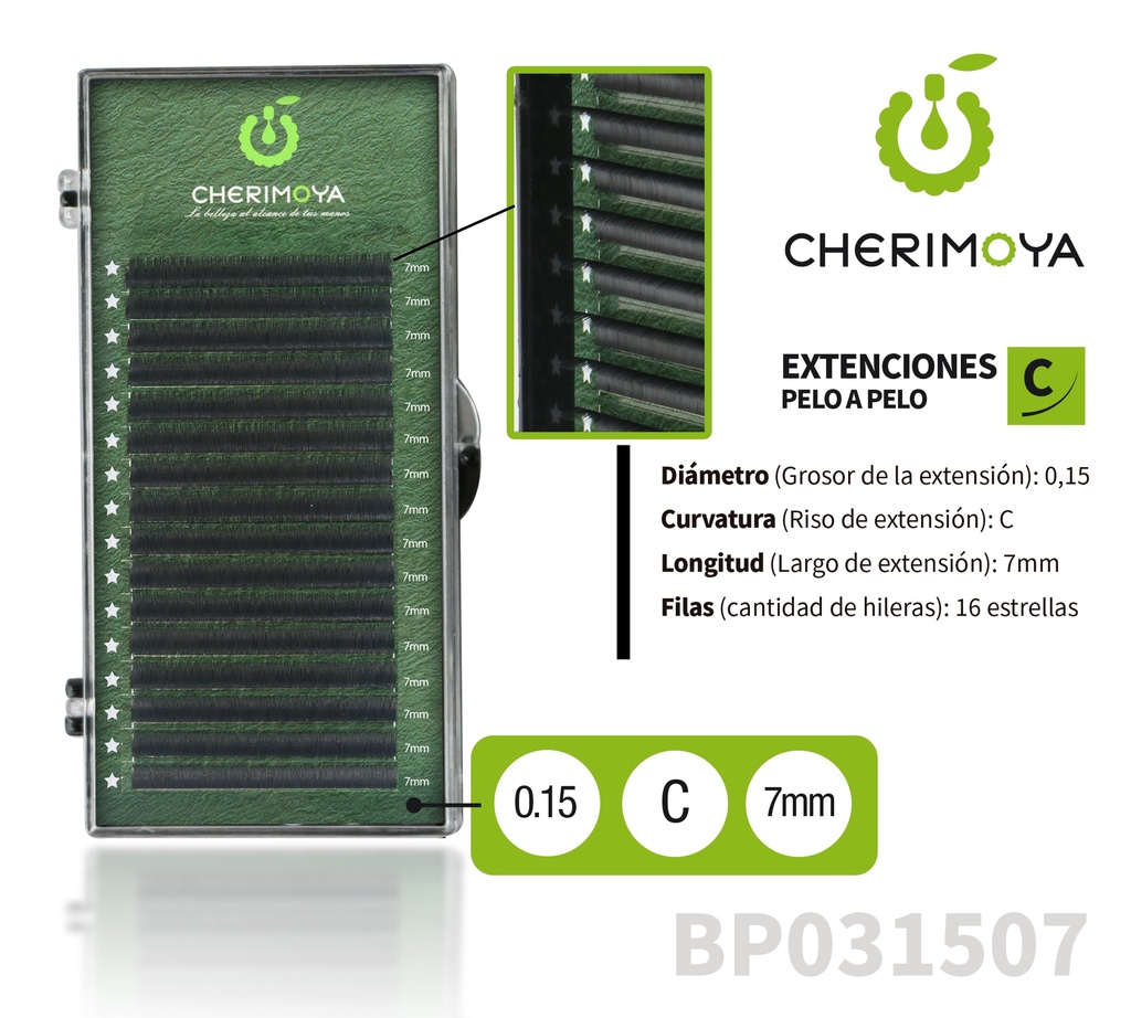 [BP031507] A811 Extensión de pestañas pelo por pelo 0.15C-7MM___Pack X10-BP031507
