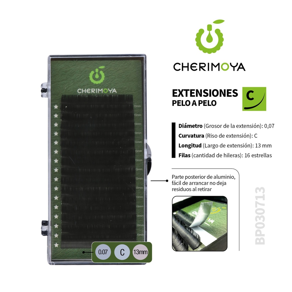 [BP030713] A809 Extensión de pestañas pelo por pelo 0.07C -13MM___Pack X10-BP030713