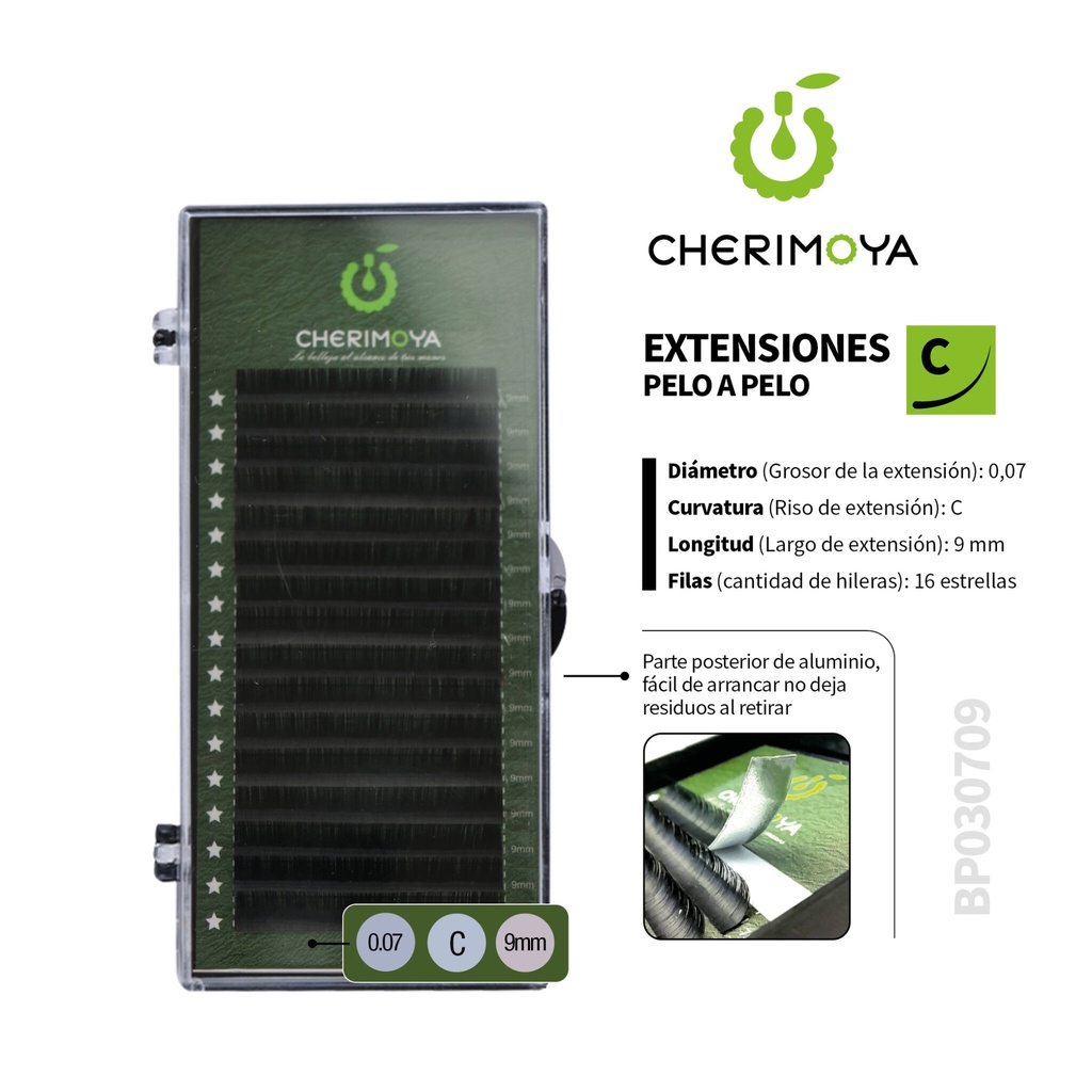 [BP030709] A805 Extensión de pestañas pelo por pelo 0.07C -9MM___Pack X10-BP030709
