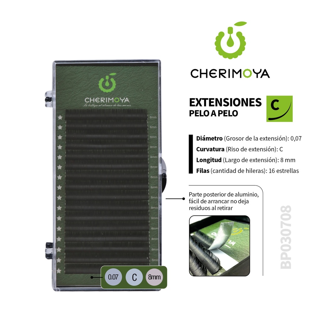 [BP030708] A804 Extensión de pestañas pelo por pelo  0.07C -8MM___Pack X10-BP030708