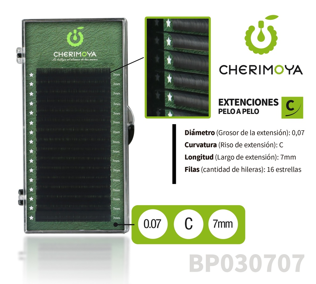 [BP030707] A803 Extensión de pestañas pelo por pelo  0.07C -7MM___Pack X10-BP030707