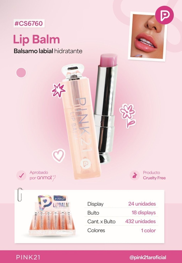 [PL-CS6760/501415] Lip balm hidratante PINK 21