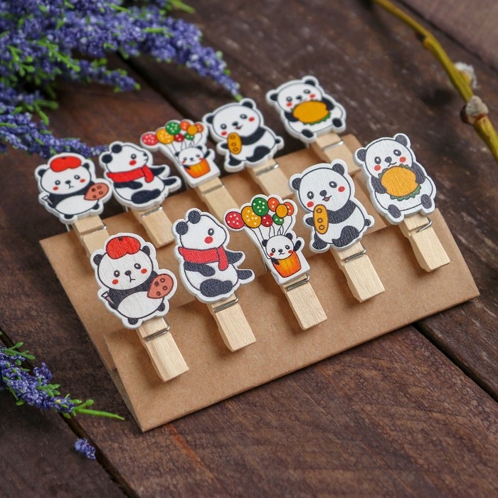 BROCHE DE MADERA DECORADO X10