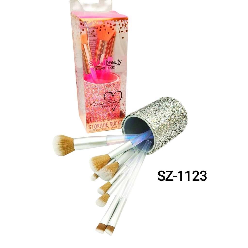 SET DE BROCHAS + VASITO GLITTER