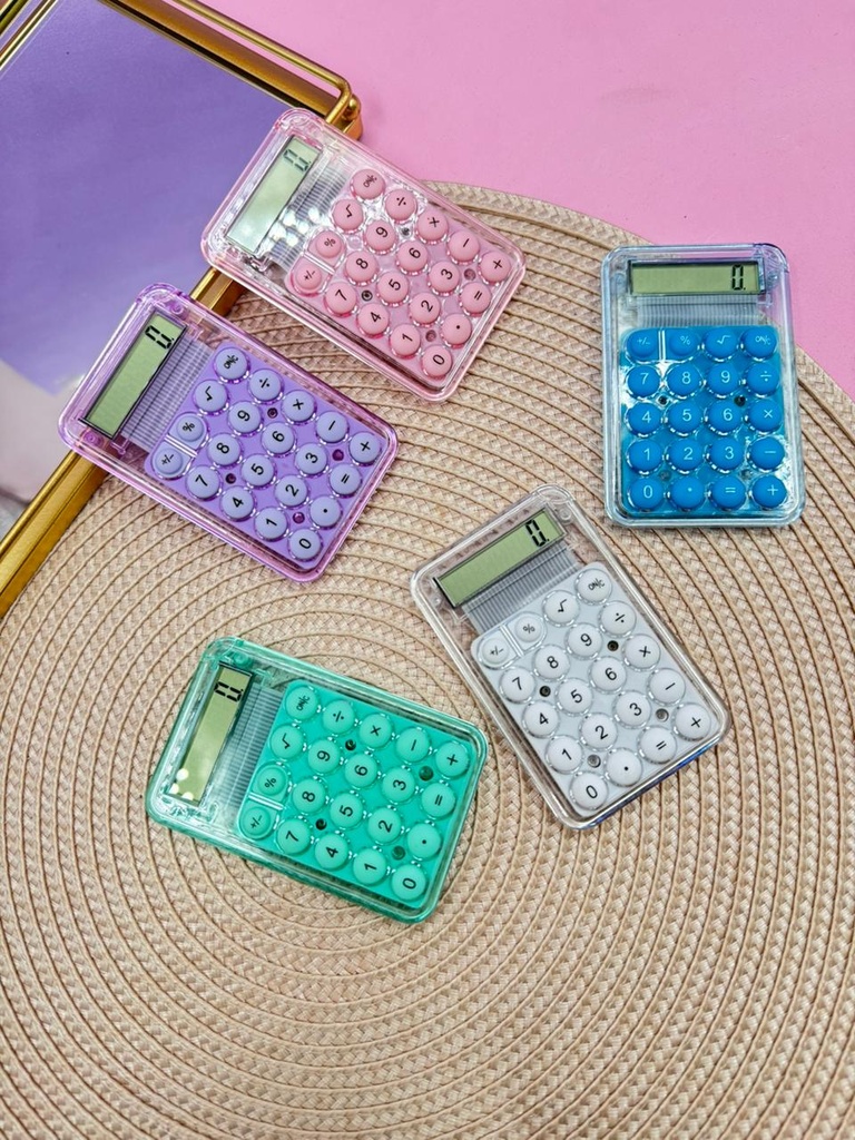 CALCULADORA MINI TRANSPARENTE COLOR X1U.