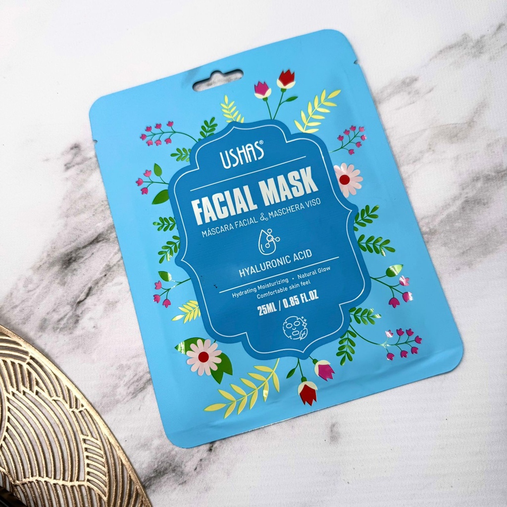 MASCARILLA FACIAL USHAS ACIDO HIALURONICO X1U