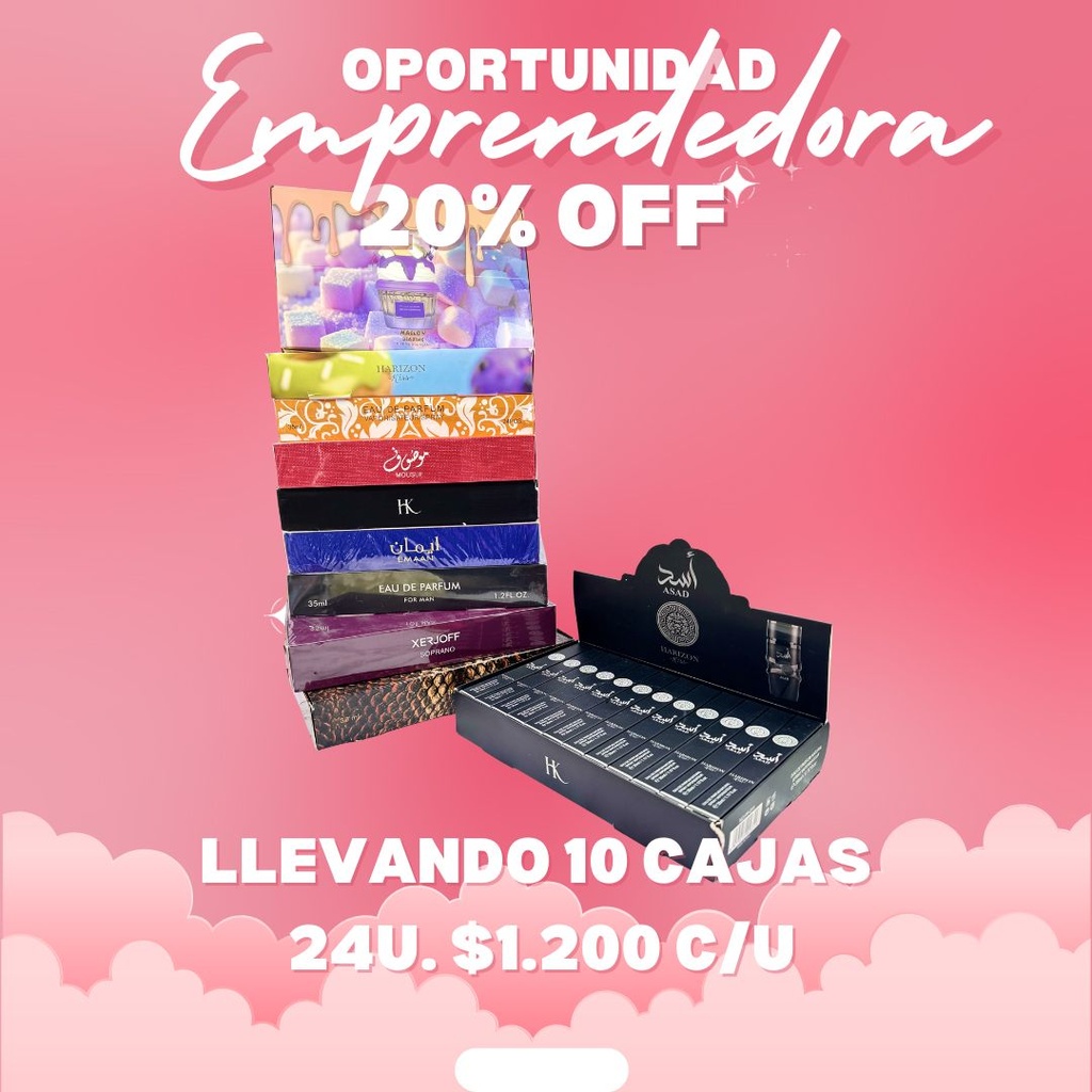 10 CAJAS TUBITOS DE PERFUME 20%OFF