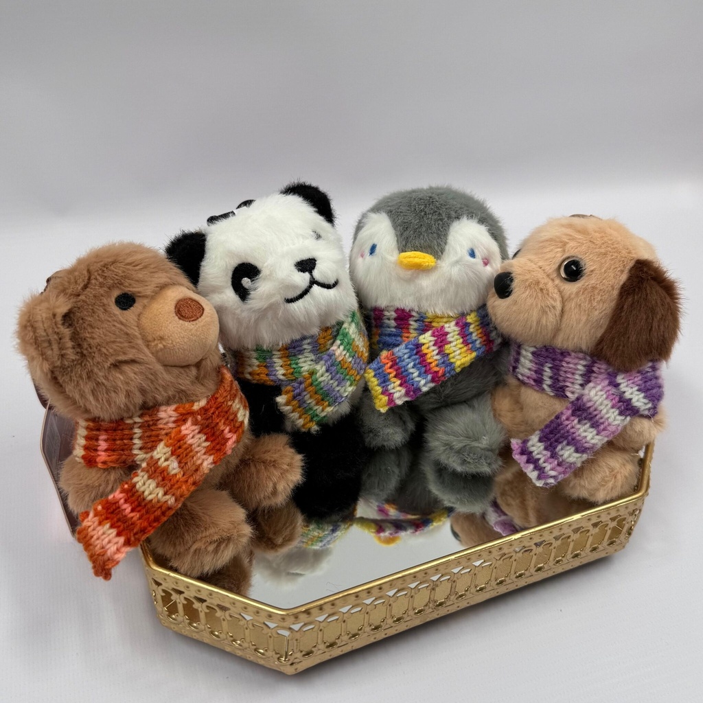 LLAVERO PELUCHE ANIMALES CON BUFANDA X1U