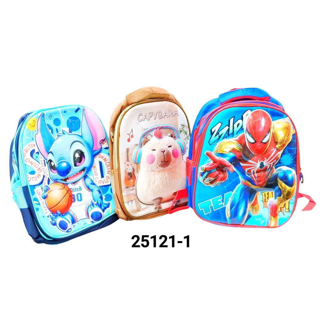MOCHILA DOBLE CIERRE C/LUCES PERSONAJES X1U.