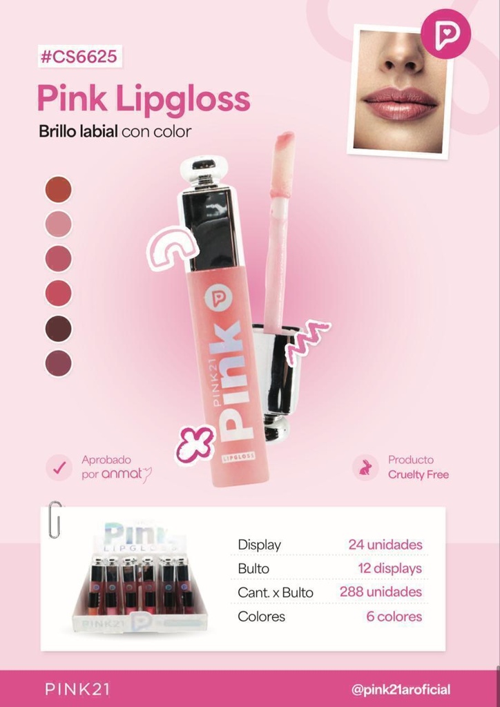 [PL-CS6625/488907] Lip gloss TAPA PLATEADA PINK 21