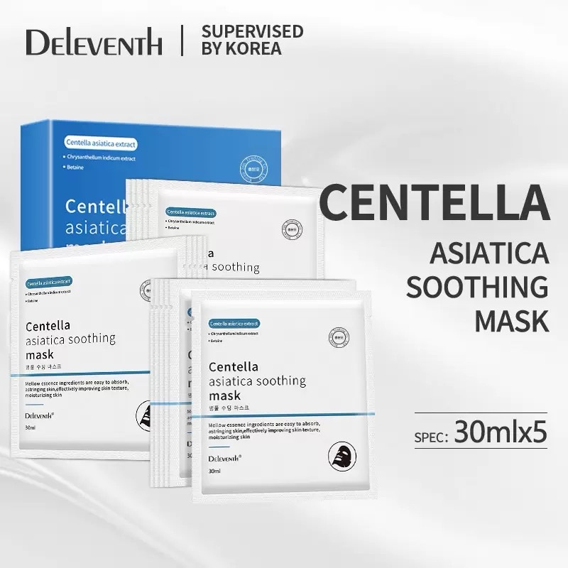 [PS-1095] mascarilla con extracto centella asiatica calmante hidratación profunda caja x5u Deleventh Coreano DL17