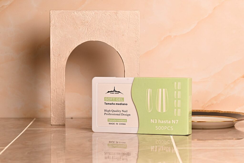 [PL-20850-1] Tips soft gel PARIS NIGHT TAMAÑO MEDIANO CUADRADO CAJA VERDE