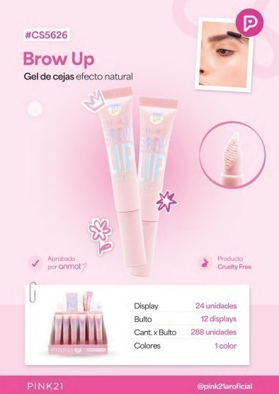 Gel para cejas con cepillo BROWN UP! CS5626 PINK 21