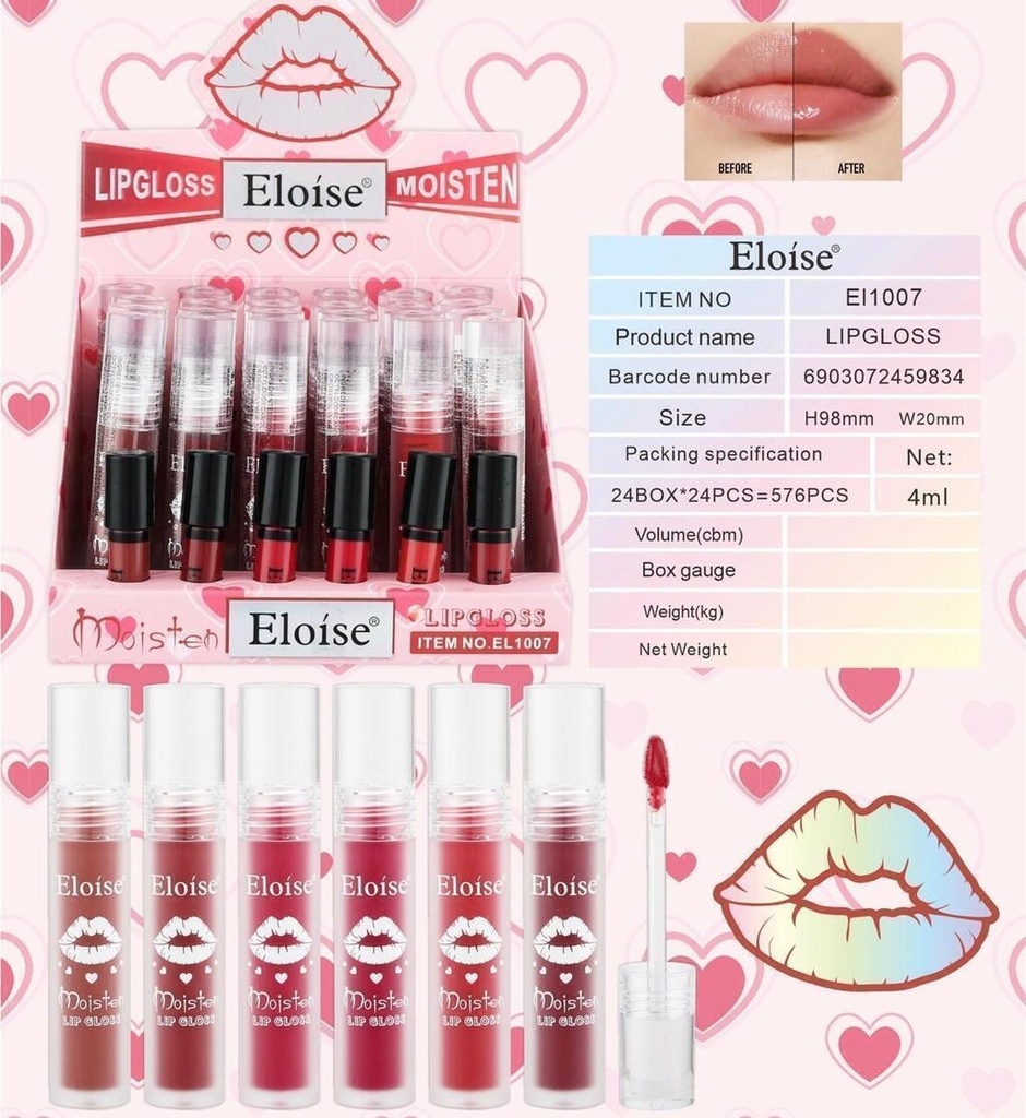 [PL-EL1007, 459834] Lip gloss de color DEWY ELOISE