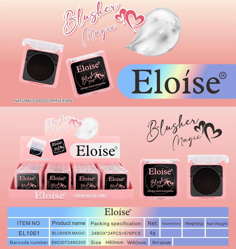 [PL-EL1061, 460205] Rubor magico empaque NEGRO Y ROSA ELOISE
