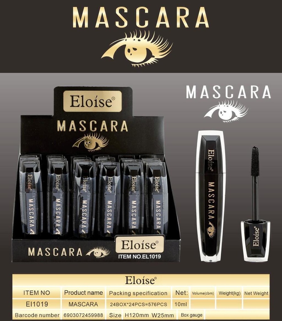 [PL-EL1019, 459988] Mascara de pestañas EMPAQUE NEGRO ELOISE