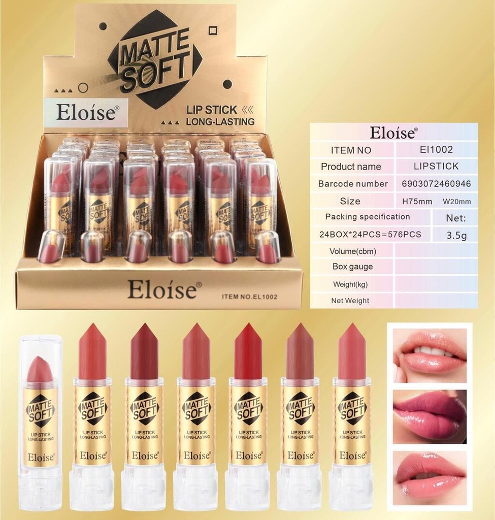 [PL-EL1002, 460946] Labial en barra MATTE SOFT ELOISE