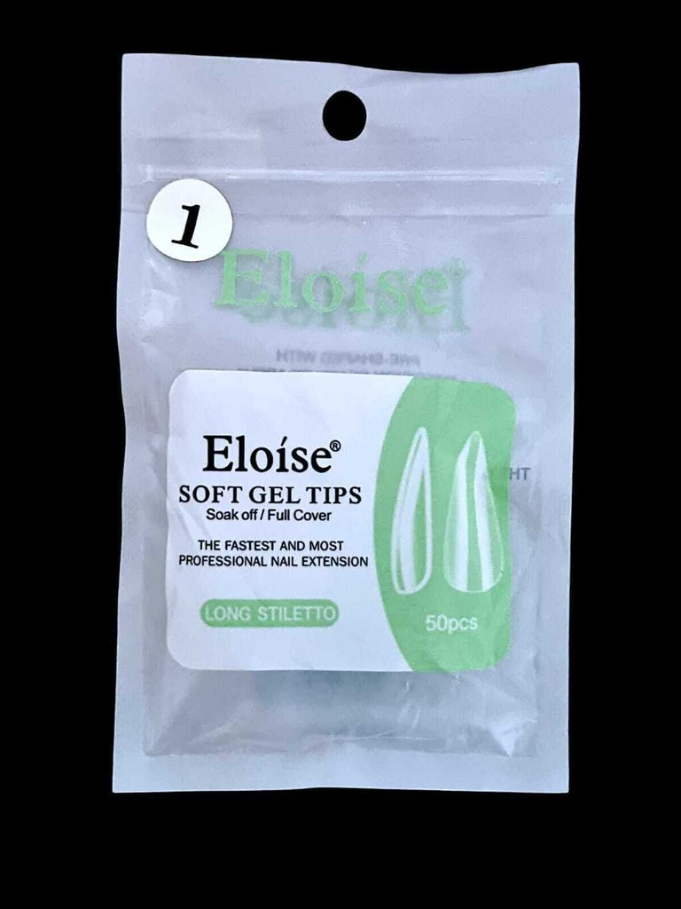 [PL-REPUESTO, 010700] TIPS SOFT GEL LONG STILETTO X50 EN BOLSITA ELOISE