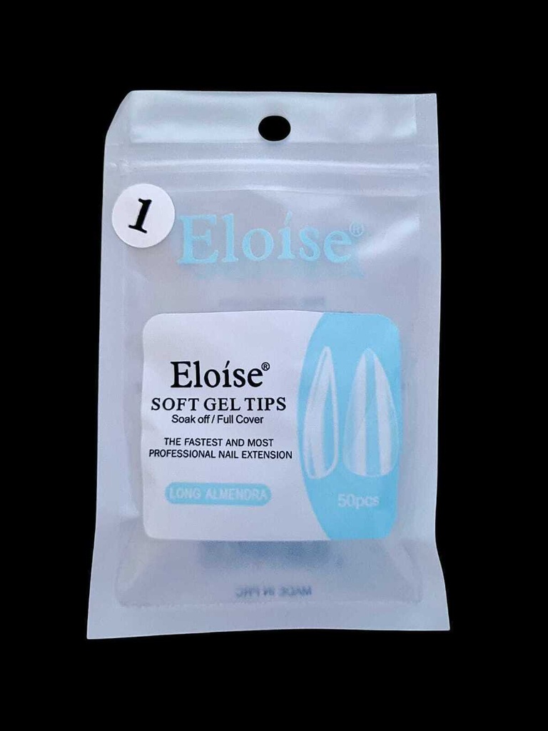 [PL-REPUESTO, 010694] TIPS SOFT GEL LONG ALMENDRA X50 EN BOLSITA ELOISE