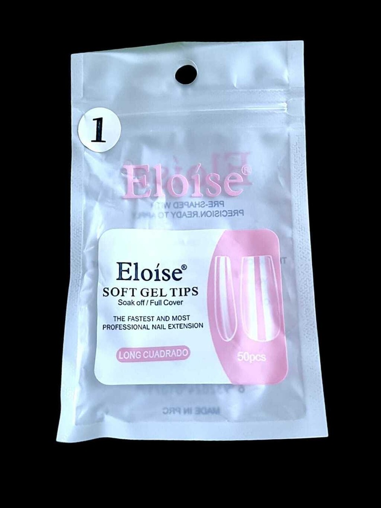 [PL-REPUESTO, 010717] TIPS SOFT GEL LONG CUADRADO X50 EN BOLSITA ELOISE