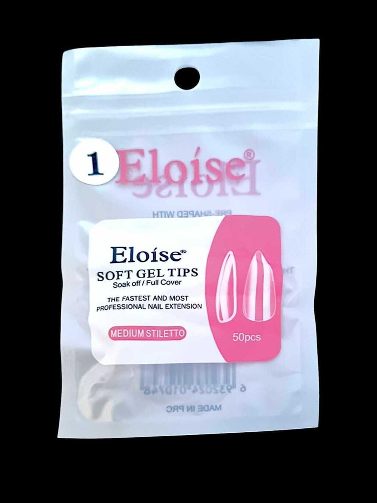 [PL-REPUESTO, 010748] TIPS SOFT GEL MEDIUM STILLETO X50 EN BOLSITA ELOISE