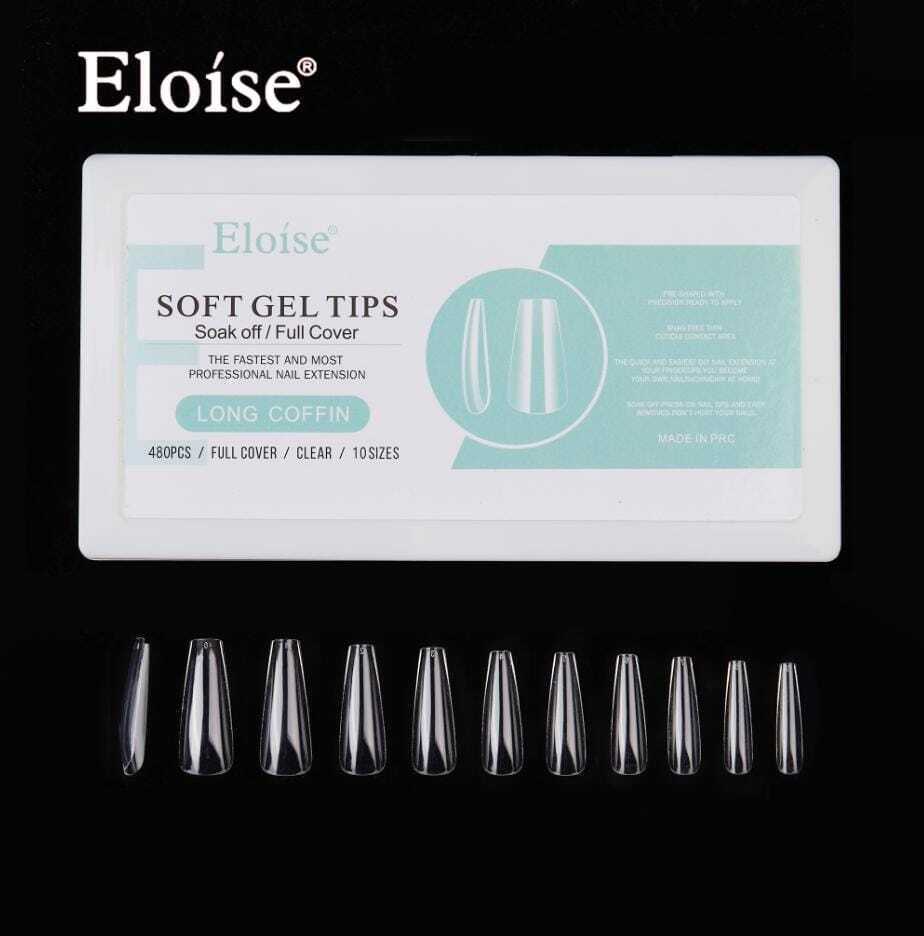 [PL-LCO480, 010205] Tips soft gel LONG COFFIN X480 EN CAJA ELOISE