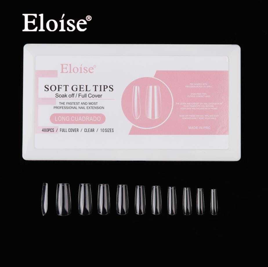 [PL-LCU480, 010236] Tips soft gel LONG CUADRADO X480 EN CAJA ELOISE