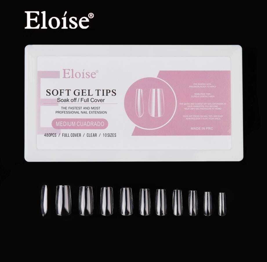 [PL-MCU480, 010274] Tips soft gel MEDIUM CUADRADO X480 EN CAJA ELOISE