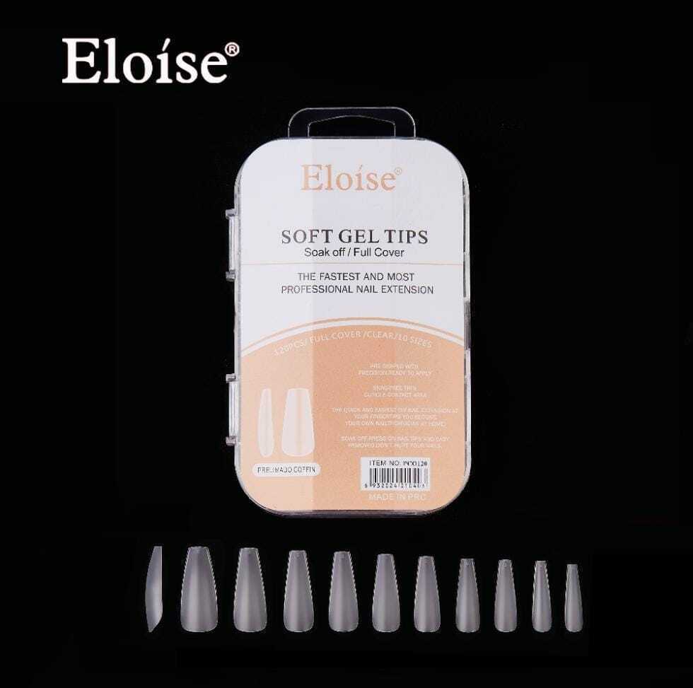 [PL-PCO120, 010403] Tips soft gel PRELIMADO COFFIN x120 EN CAJA CHICA ELOISE