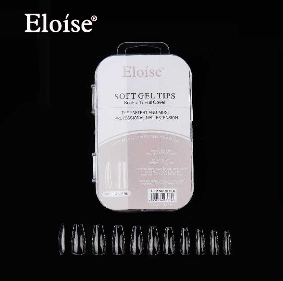 [PL-MCO120, 010366] Tips soft gel MEDIUM COFFIN x120 EN CAJA CHICA ELOISE
