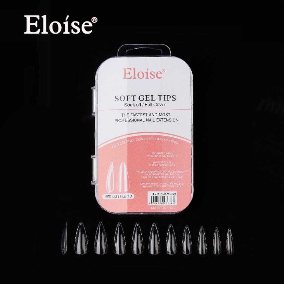[PL-MS120, 010380] Tips soft gel MEDIUM STILETTO x120 EN CAJA CHICA ELOISE