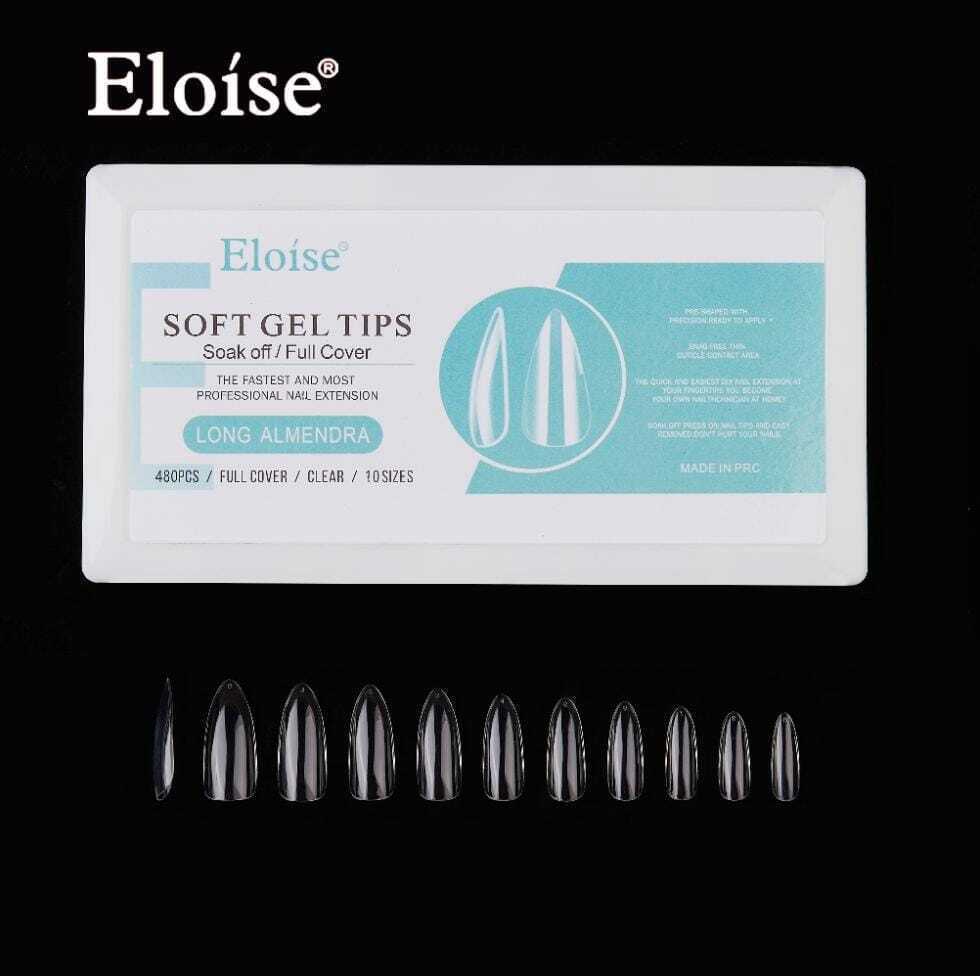 [PL-LA480, 010212] Tips soft gel LONG ALMENDRA x480 EN CAJA ELOISE