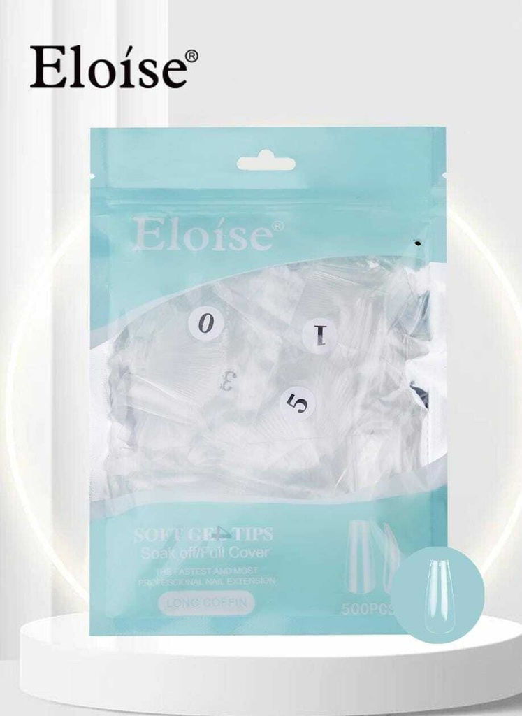 [PL-LCO500, 010441] Tips soft gel LONG COFFIN x500 ELOISE