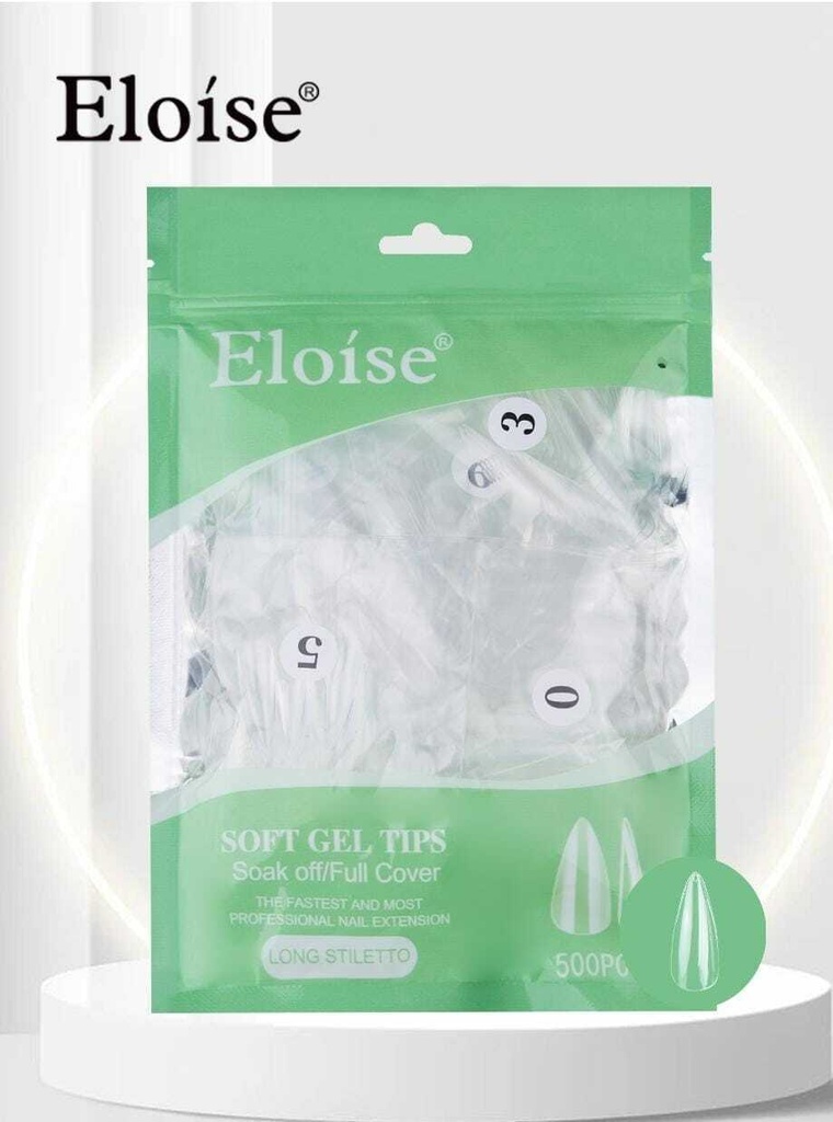 [PL-LS500, 010465] Tips soft gel LONG STILETTO X500 ELOISE