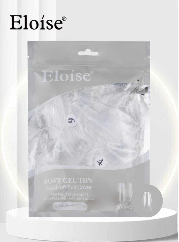 [PL-MCO500, 010489] Tips soft gel MEDIUM COFFIN X500 ELOISE