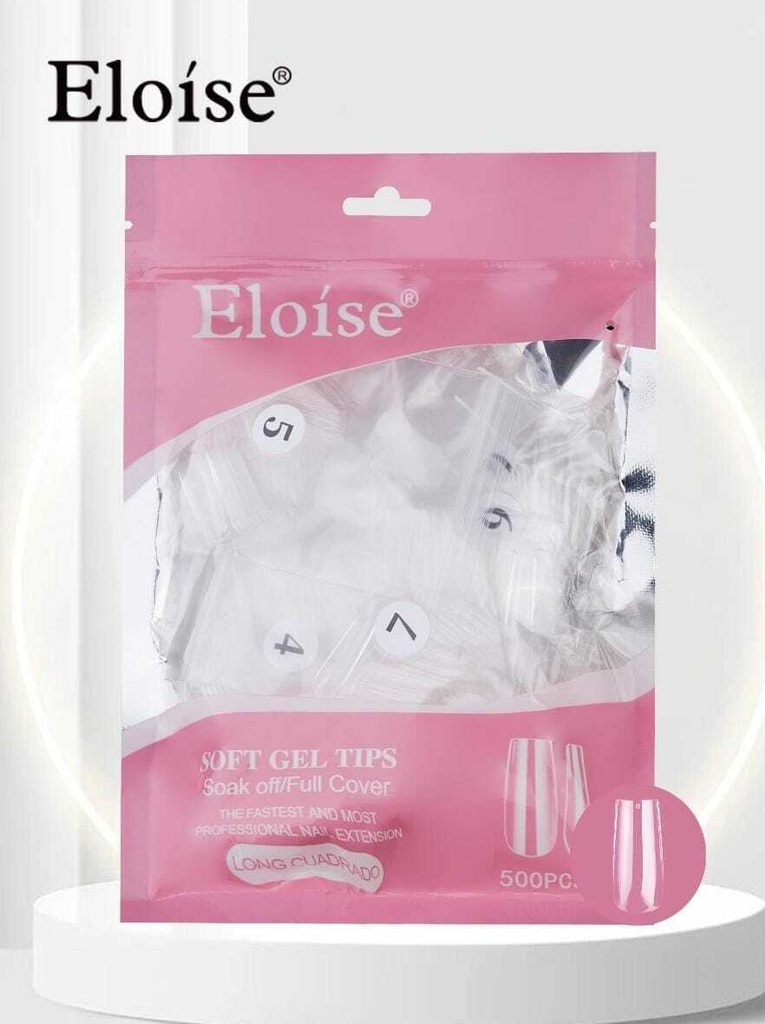 [PL-LCU500, 010472] Tips soft gel LONG CUADRADO x500 ELOISE