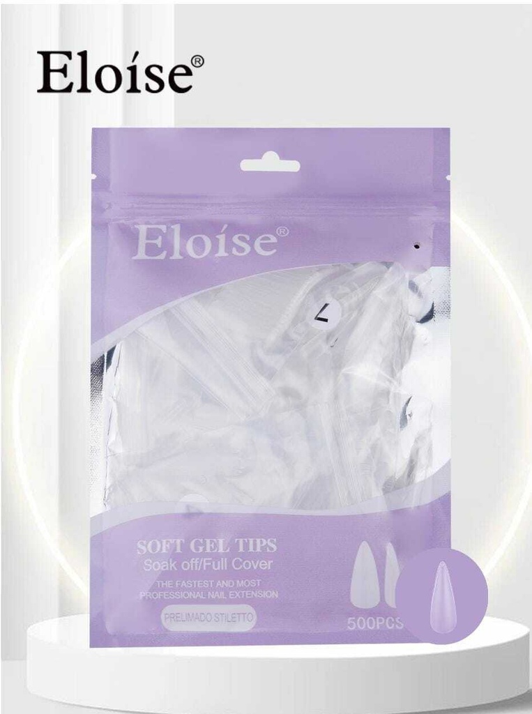 [PL-PS500, 010540] Tips soft gel PRELIMADO STILETTO x500 ELOISE