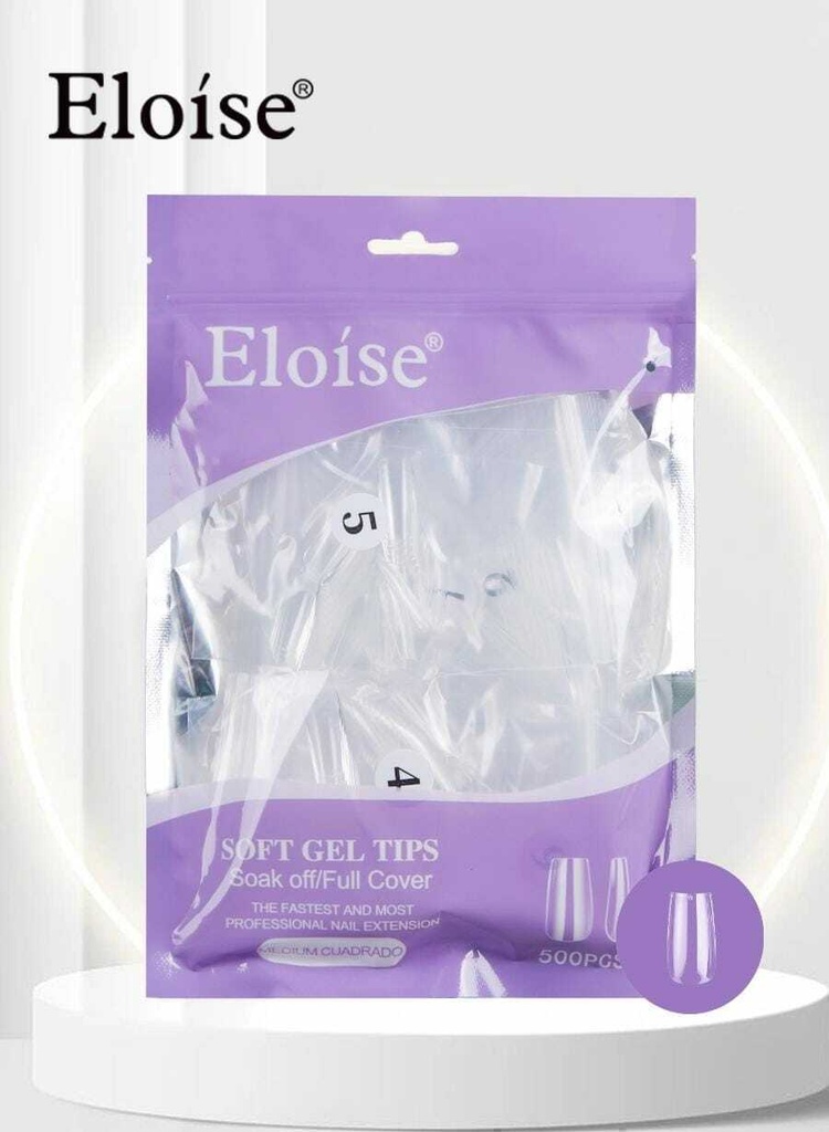 [PL-MCU500, 010519] Tips soft gel MEDIUM CUADRADO x500 ELOISE