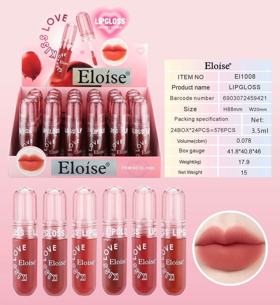 [PL-EL1008, 459421] Labial liquido KISS LOVE ELOISE