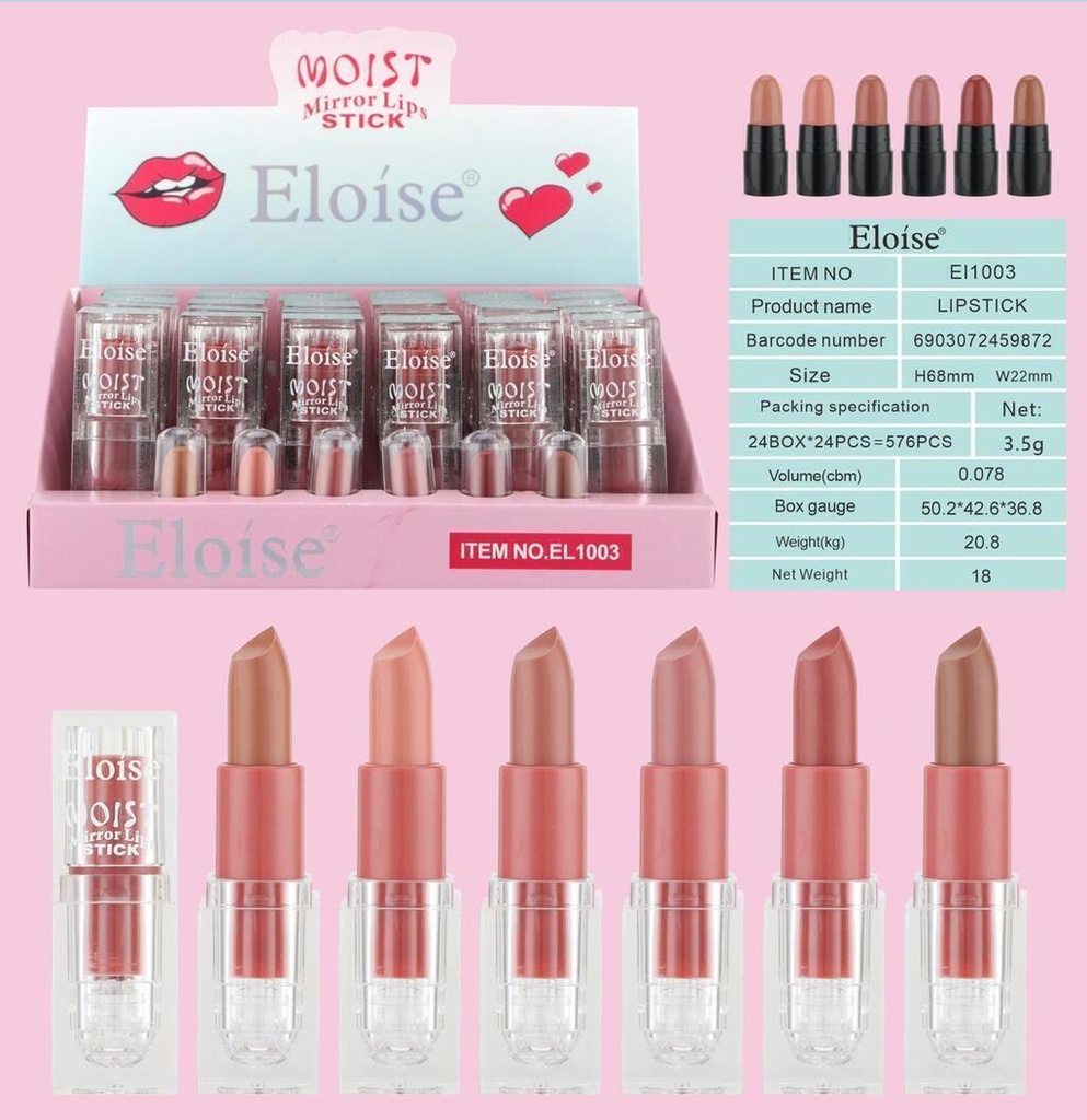 [PL-EL1003, 459872] Labial en barra MOIST MIRROR LIPS ELOISE