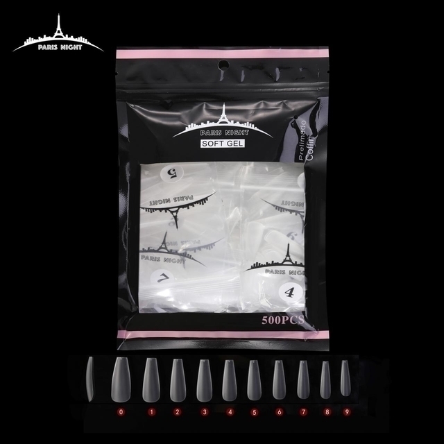 [PL-20951-3] TIPS SOFT GEL PRELIMADO COFFIN *500 EN BOLSA