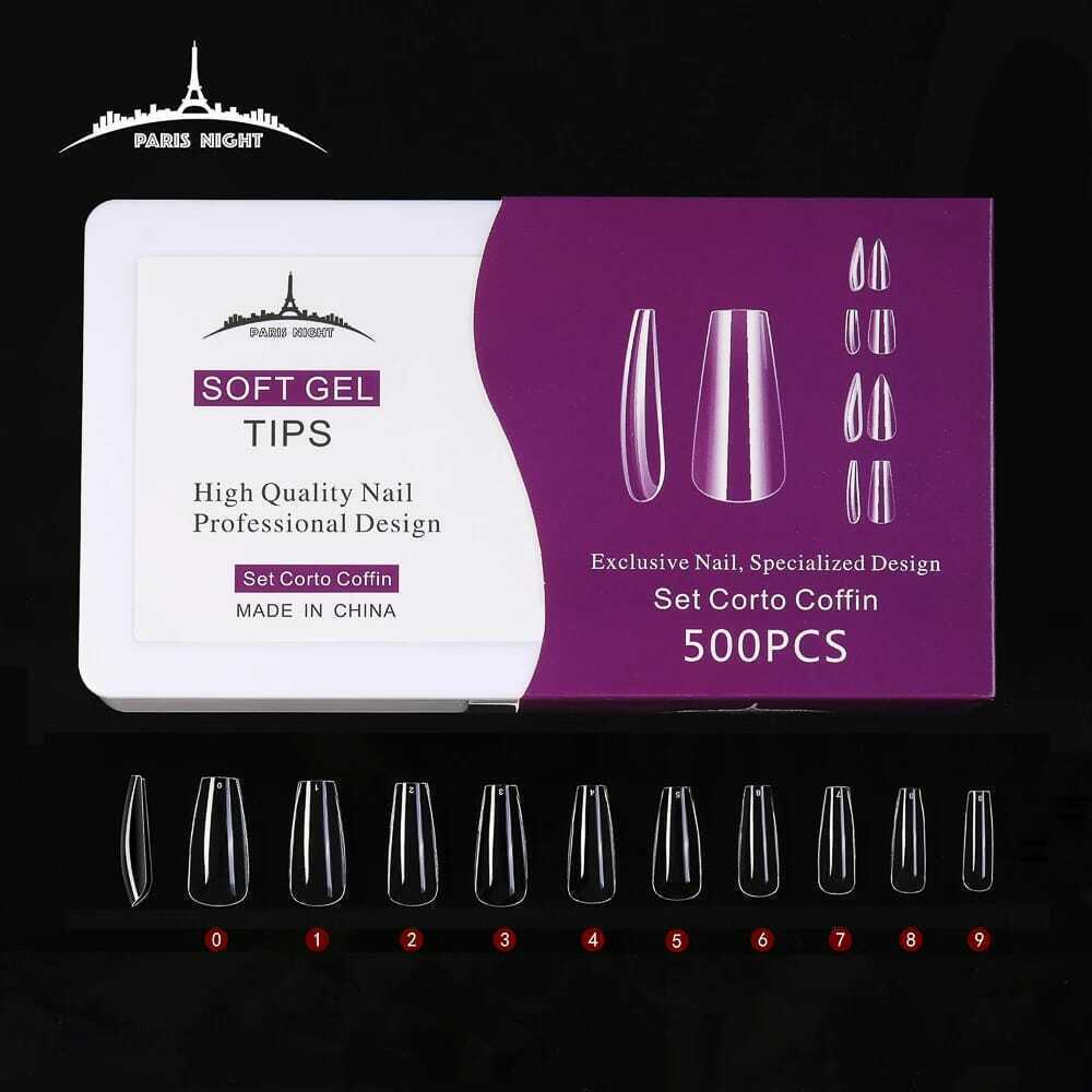 [PL-PN20759-3] TIPS SOFT GEL COFFIN *500 SET CORTA EN CAJA