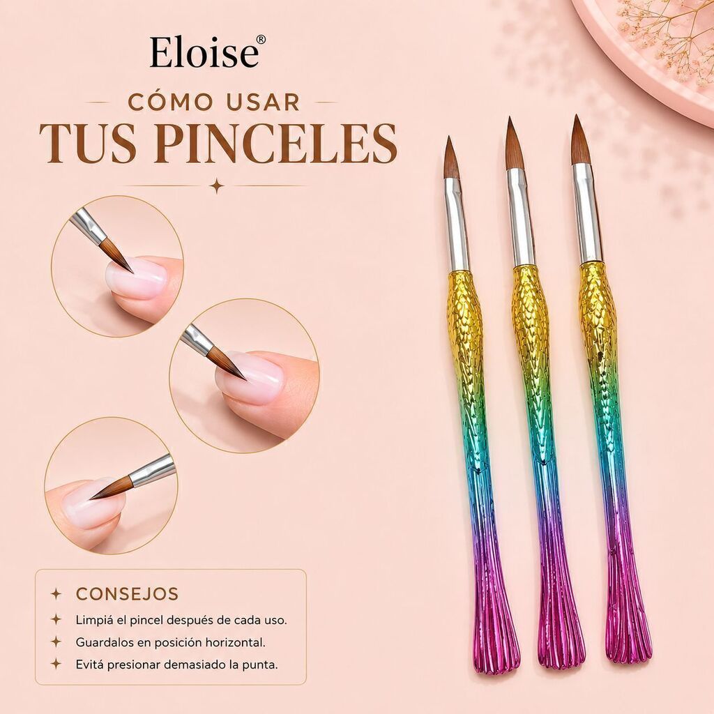 Pincel acrilico x3 dragon tornasol ELOISE