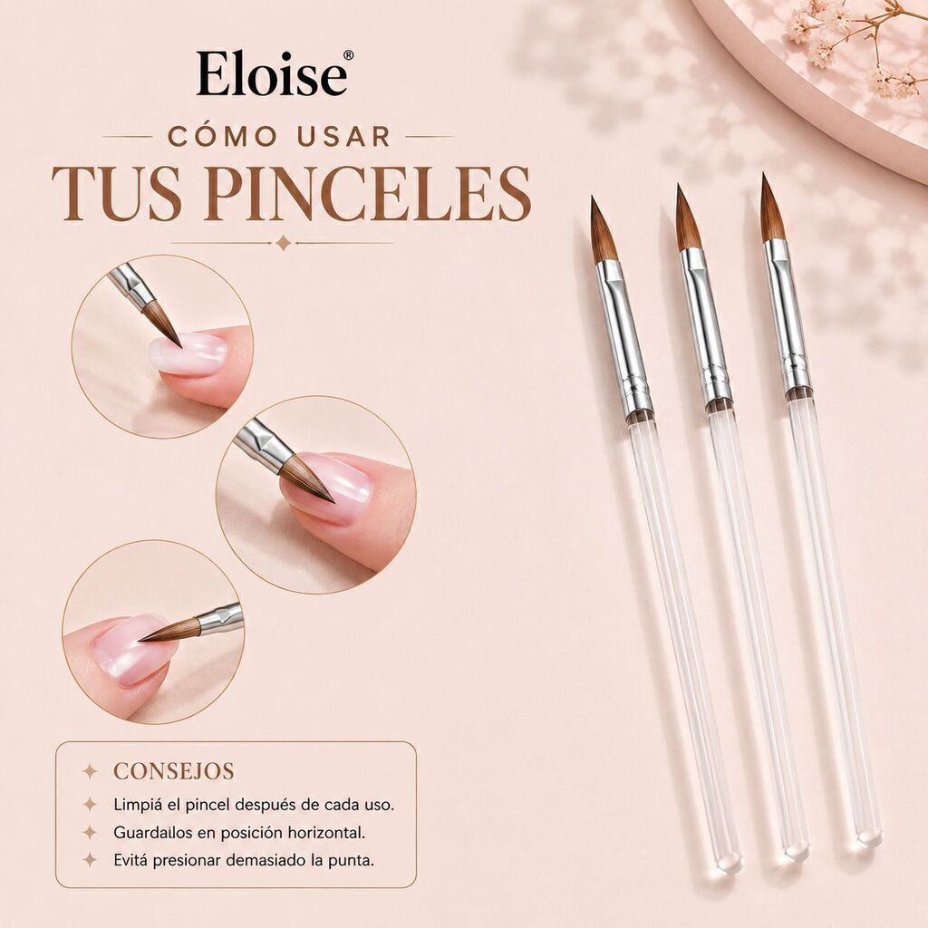 Pincel acrilico transparente x3 ELOISE